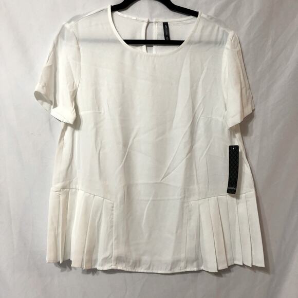 Massini Cream Boxy Fit Peplum Short Sleeve Top M - Picture 1 of 8